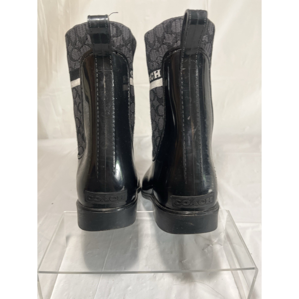 Coach Rivington Black signature C Logo Ankle Rain Boots Size 9 - Picture 4 of 15